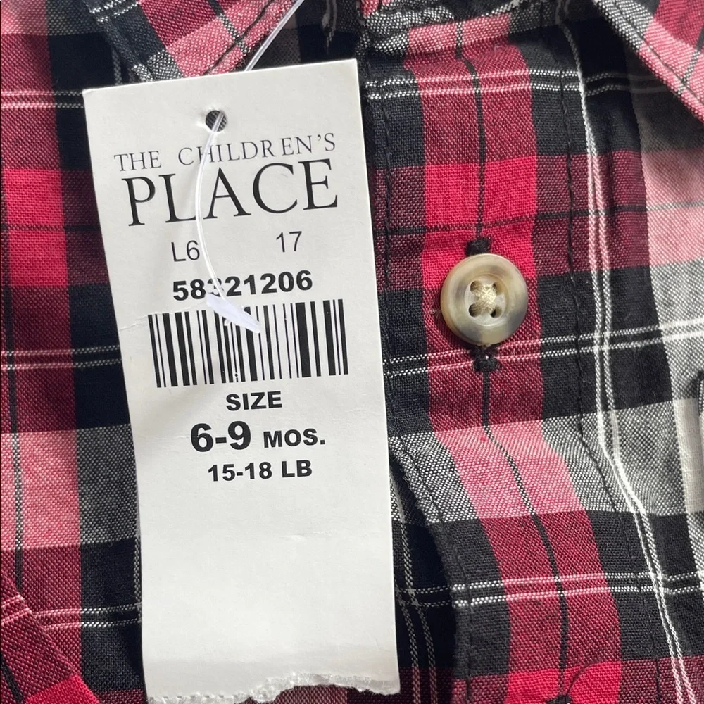 The Children's Place Red and Black Plaid Button Down Shirt